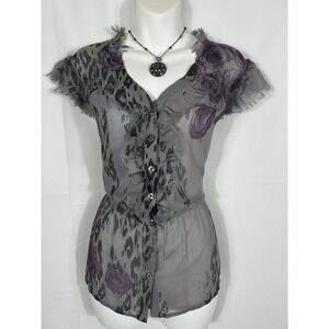 Jonathan Martin Y2K Sheer Tunic Top Size L Purple Goth Fairy Grunge Whimsigoth